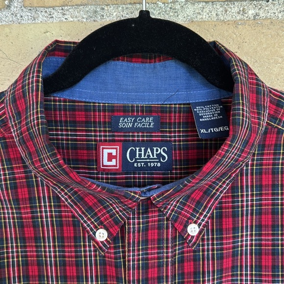 Chaps Ralph Lauren Men's Red Plaid Shirt - Picture 2 of 3